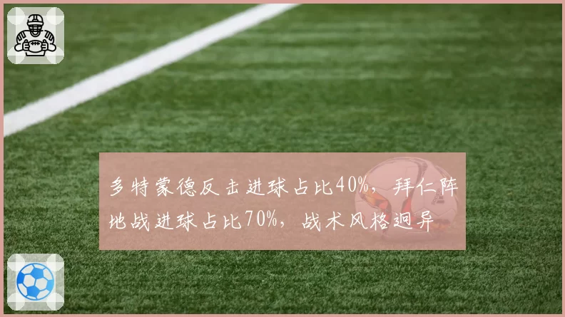 多特蒙德反击进球占比40%，拜仁阵地战进球占比70%，战术风格迥异